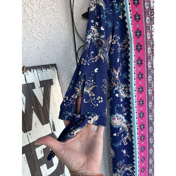 Chico’s Medallion Print Tie Sleeve Dress - Size 1= Medium Or 8 - Multicolored - Picture 5 of 11